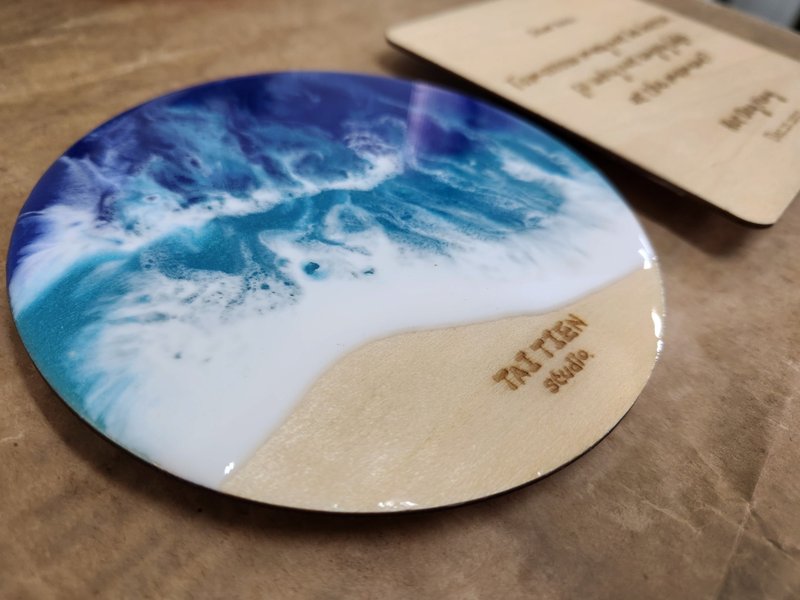 流动大海定制明信片/免费刻字 - 卡片/明信片 - 木头 蓝色