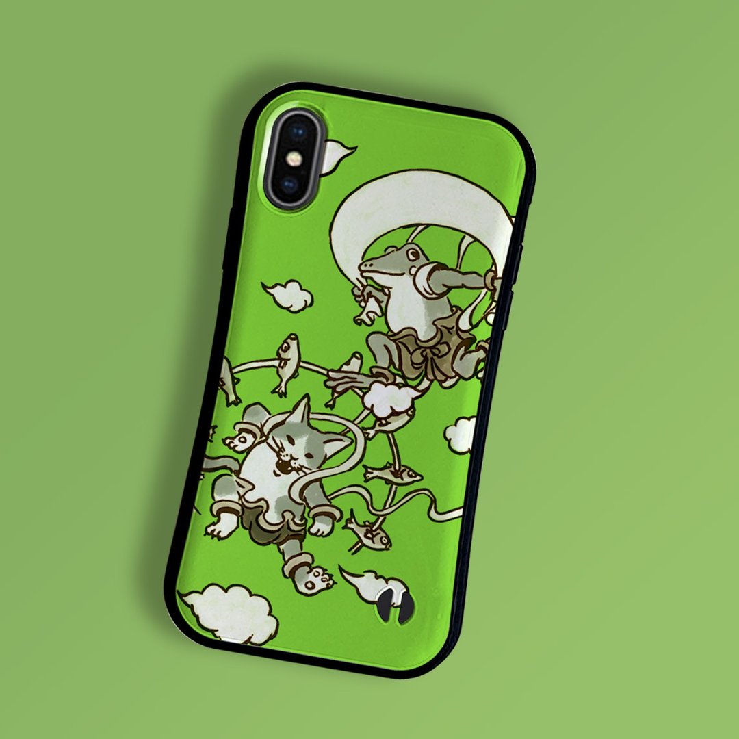 Grip iPhone Case Fujin Raijin Green Black - 手机壳/手机套 - 塑料 绿色