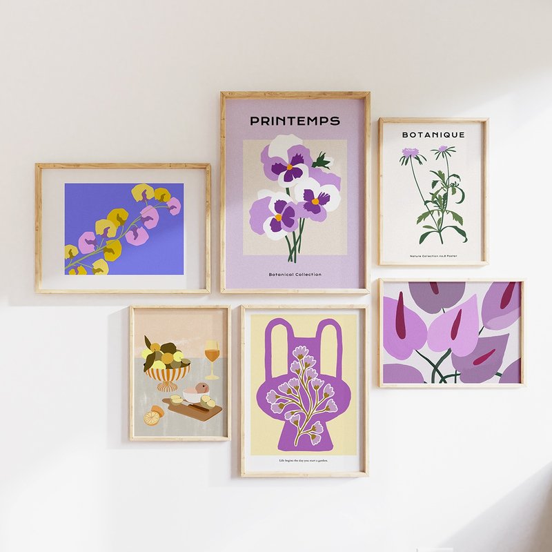 VIOLET - 粉色系画廊墙 x6 挂画装饰 插画 海报 居家布置 - 电子手绘真人画像/绘画/插画 - 其他材质 