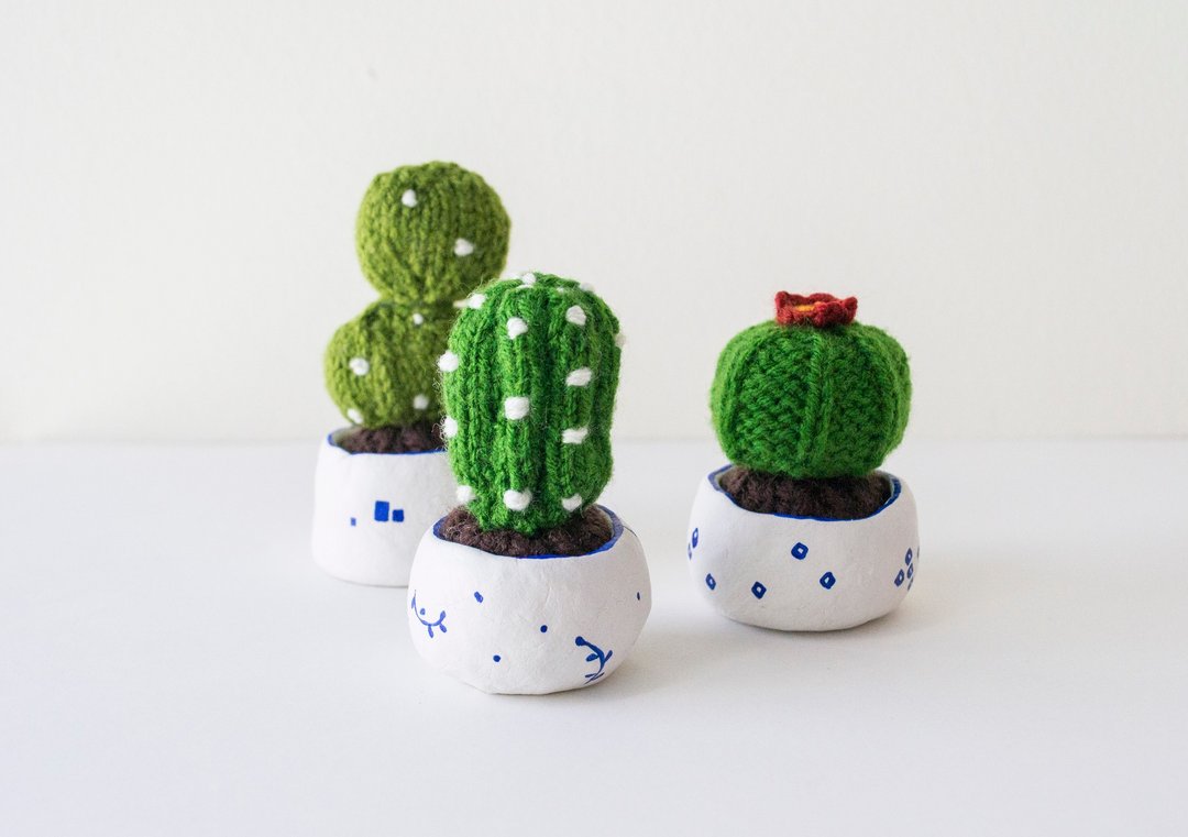 Miniature Knitted Cacti - home decor - 摆饰 - 其他材质 绿色