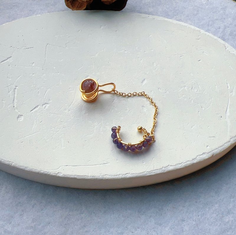 **月影序曲**紫水晶耳骨链耳夹 - 耳环/耳夹 - 宝石 紫色