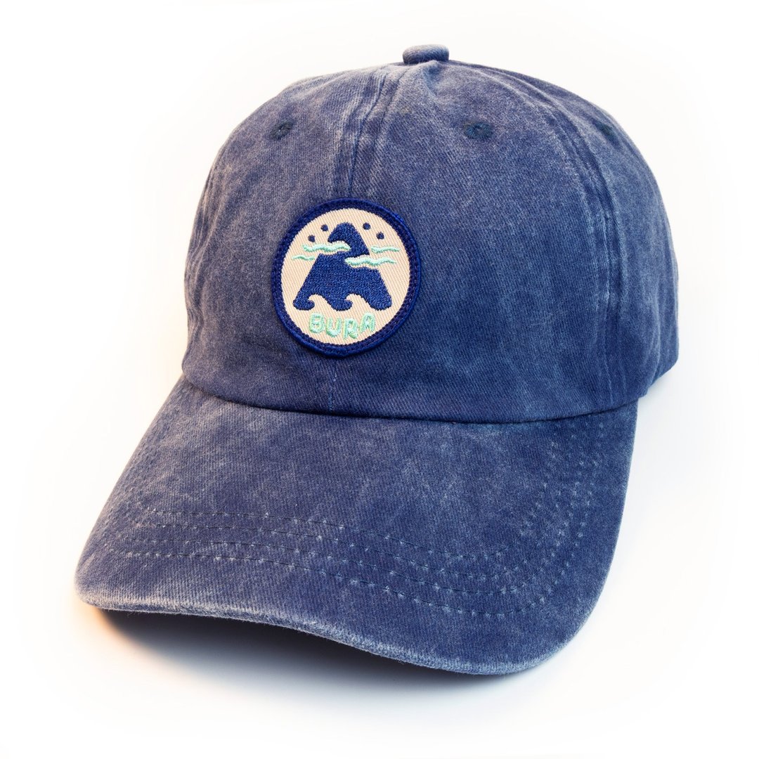 山海蓝复古老帽子 Coast Vibes BURA Vintage Cap - 帽子 - 棉 蓝色
