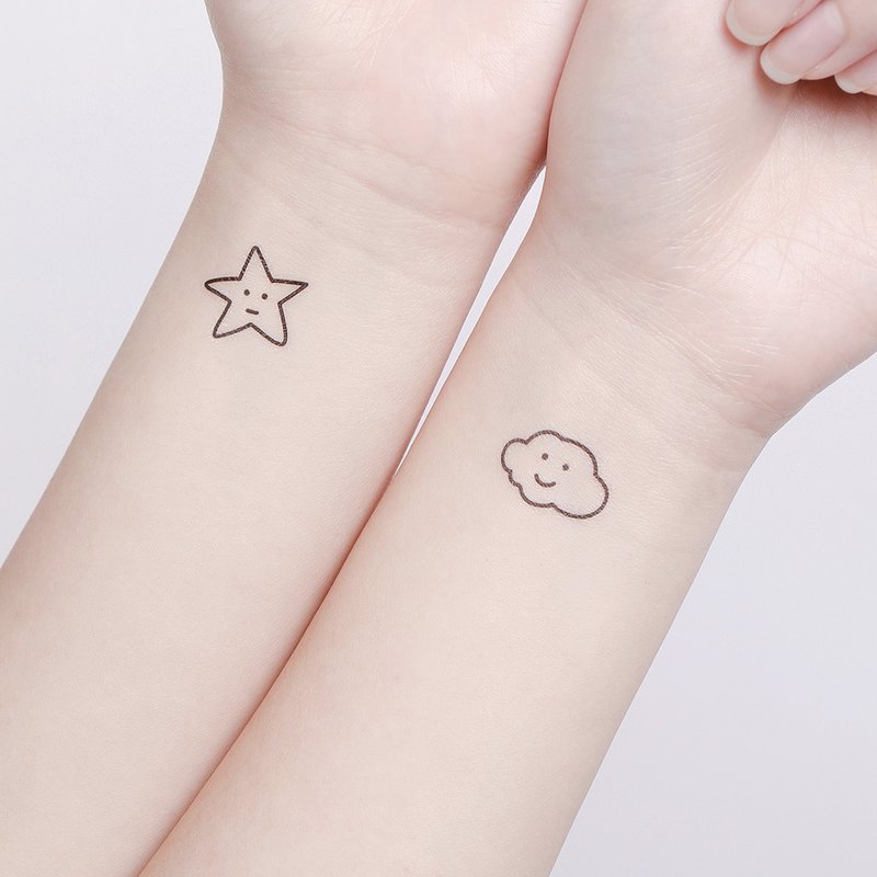 刺青纹身贴纸 - 云朵 星星 Surprise Tattoos 2入 - 纹身贴 - 纸 黑色