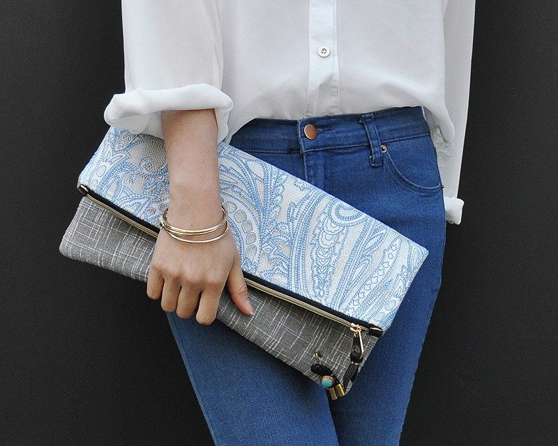 ロメオとロメオフォルドオーバークラッチバック - 其他 - 棉．麻 蓝色