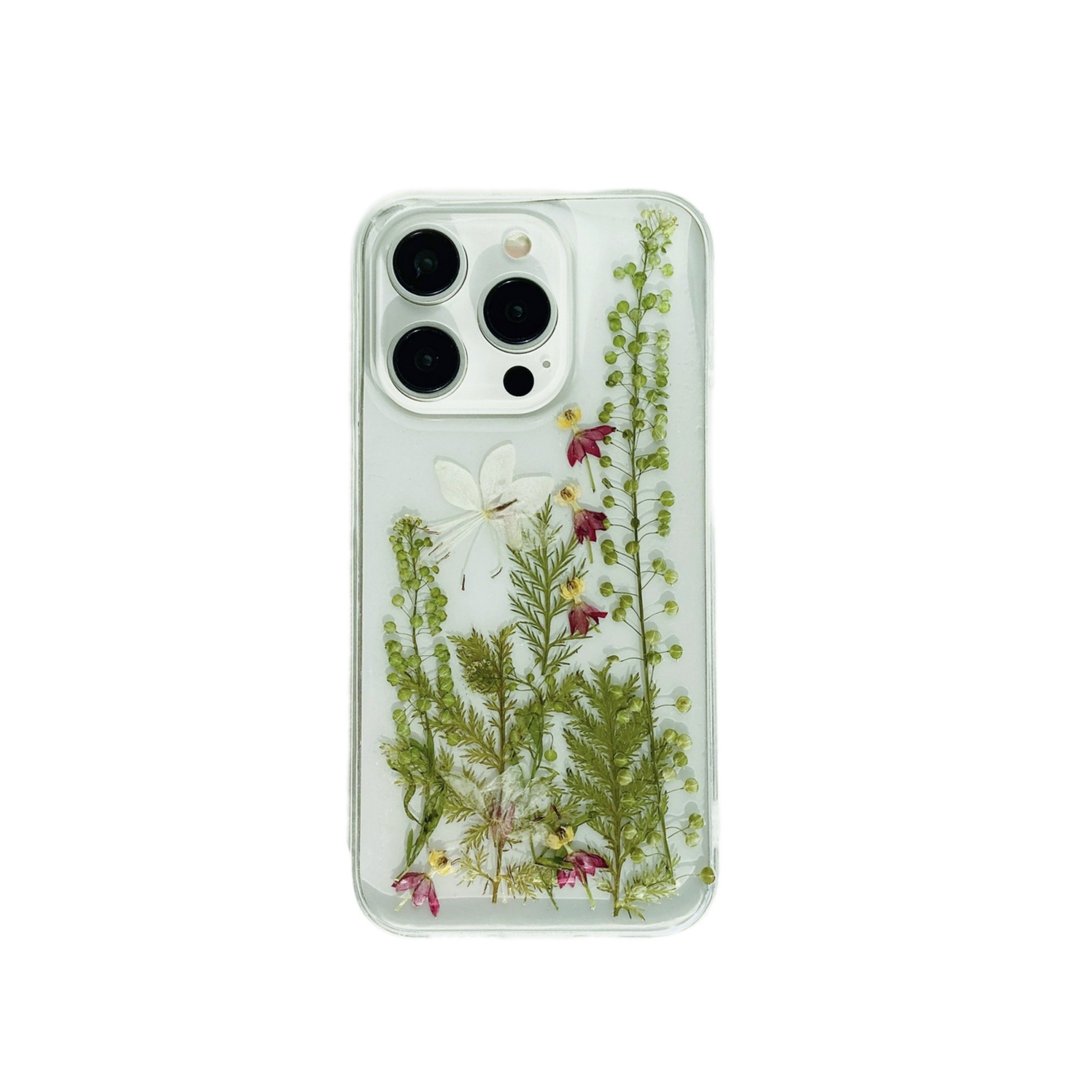 绿草成荫 手作押花手机壳适用于iPhone 16 Pro Max Samsung S25 - 手机壳/手机套 - 植物．花 