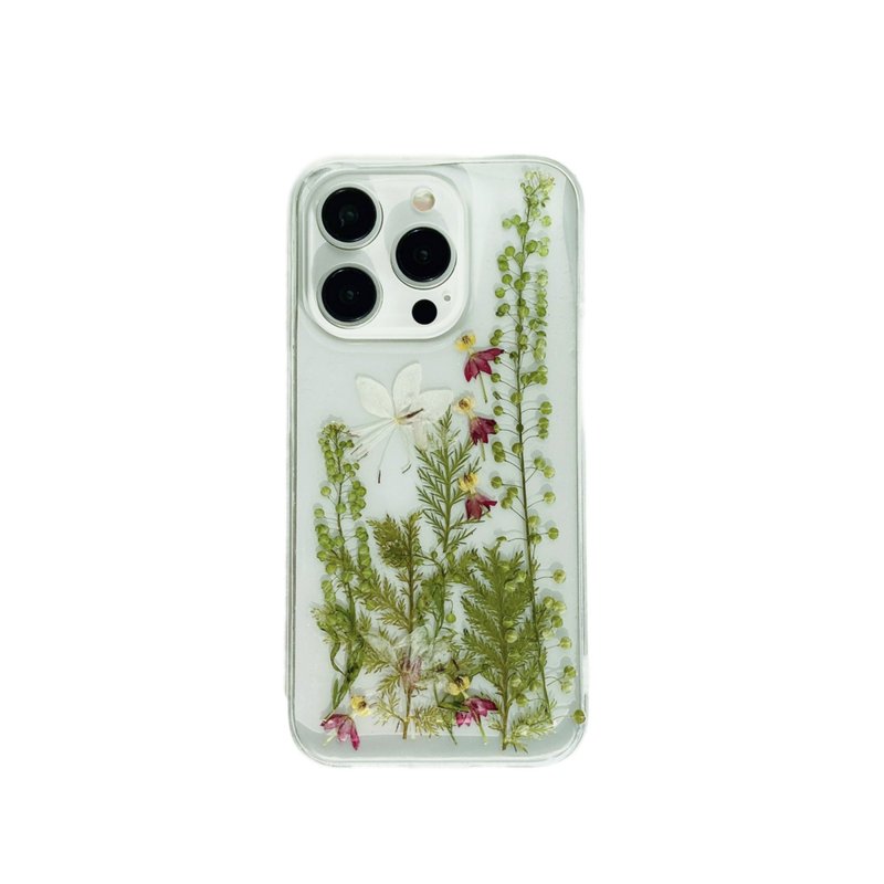 绿草成荫 手作押花手机壳适用于iPhone 16 Pro Max Samsung S25 - 手机壳/手机套 - 植物．花 