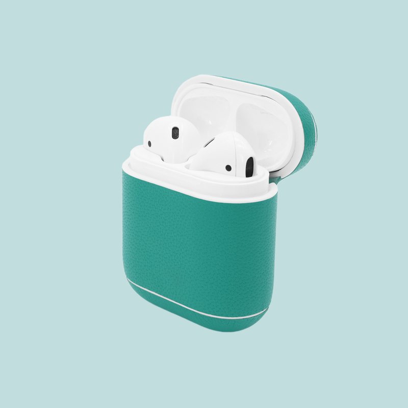 【换季特卖】真皮革绿色抹茶马卡龙AirPods收纳皮套/AirPod保护套 - 数码小物 - 真皮 绿色