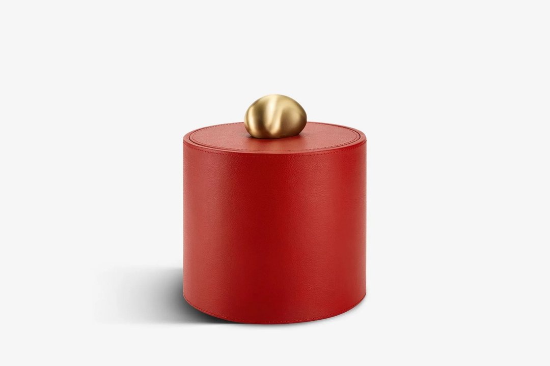 PEBBLE TRINKET  BOX - RED PEBBLED  LEATHER【ASSOULINE】 - 收纳用品 - 其他材质 