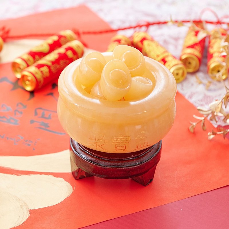 天然黄玉聚宝盆9.5cm生意必备(含开光)财运、事业运、贵人、风水 - 摆饰 - 玉石 黄色