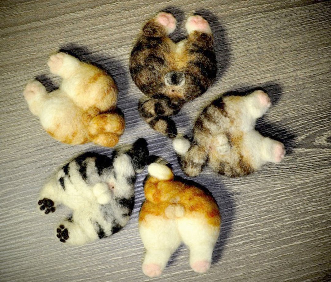 台北【套装课程】猫咪的日常一、猫屁屁 - 编织/羊毛毡/布艺 - 羊毛 