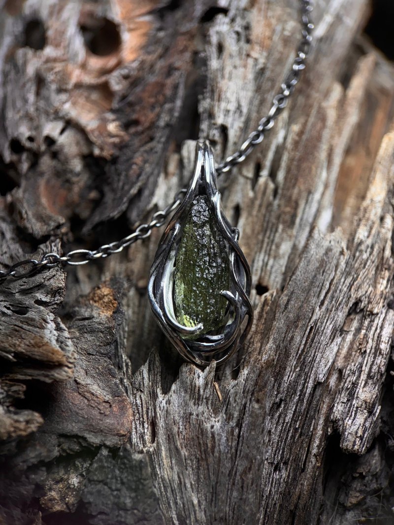 Moldavite / 捷克陨石 /心的语言 - 项链 - 半宝石 绿色