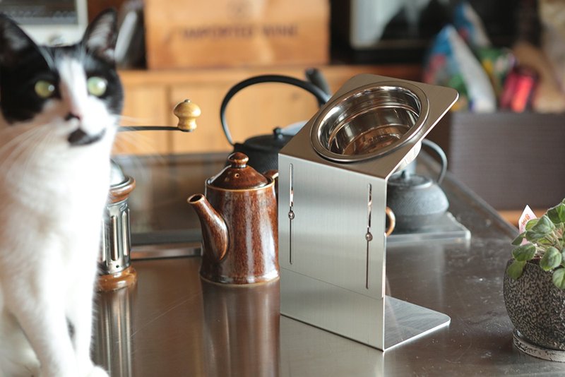 可上下调整的倾斜式碗架【大】可水洗不锈钢饲料碗架 - 碗/碗架 - 其他金属 银色