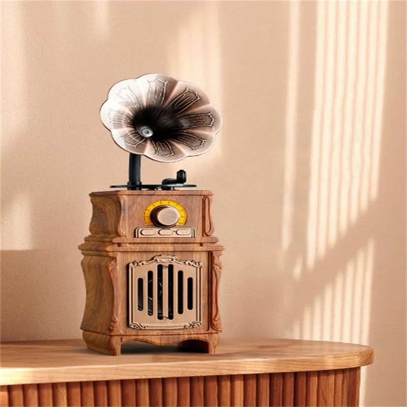 復古藍牙音箱 FM收音機 可U盤記憶體卡音頻線連接 - 扩音器/喇叭 - 塑料 咖啡色