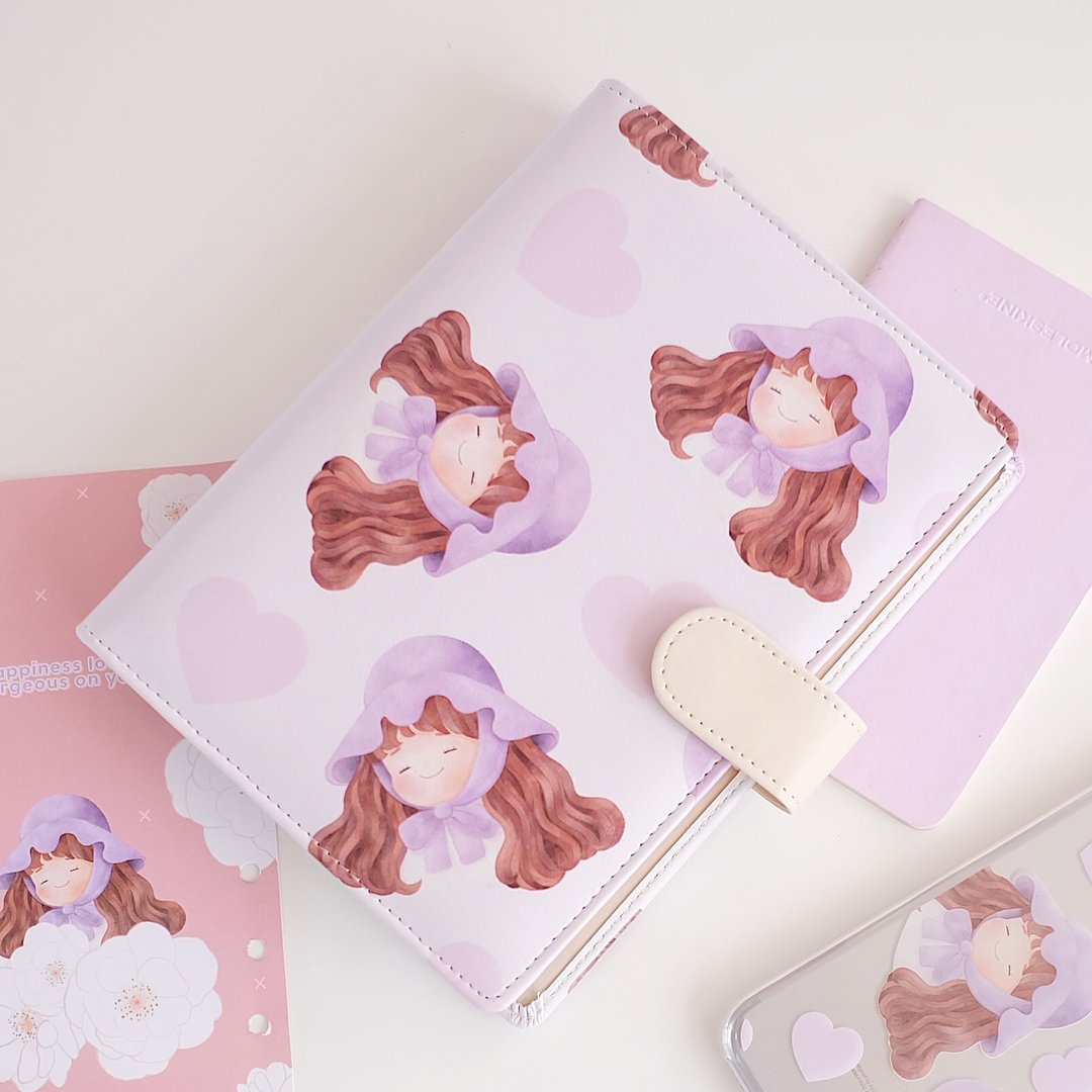 Diary Cover Smile - 笔记本/手帐 - 人造皮革 紫色