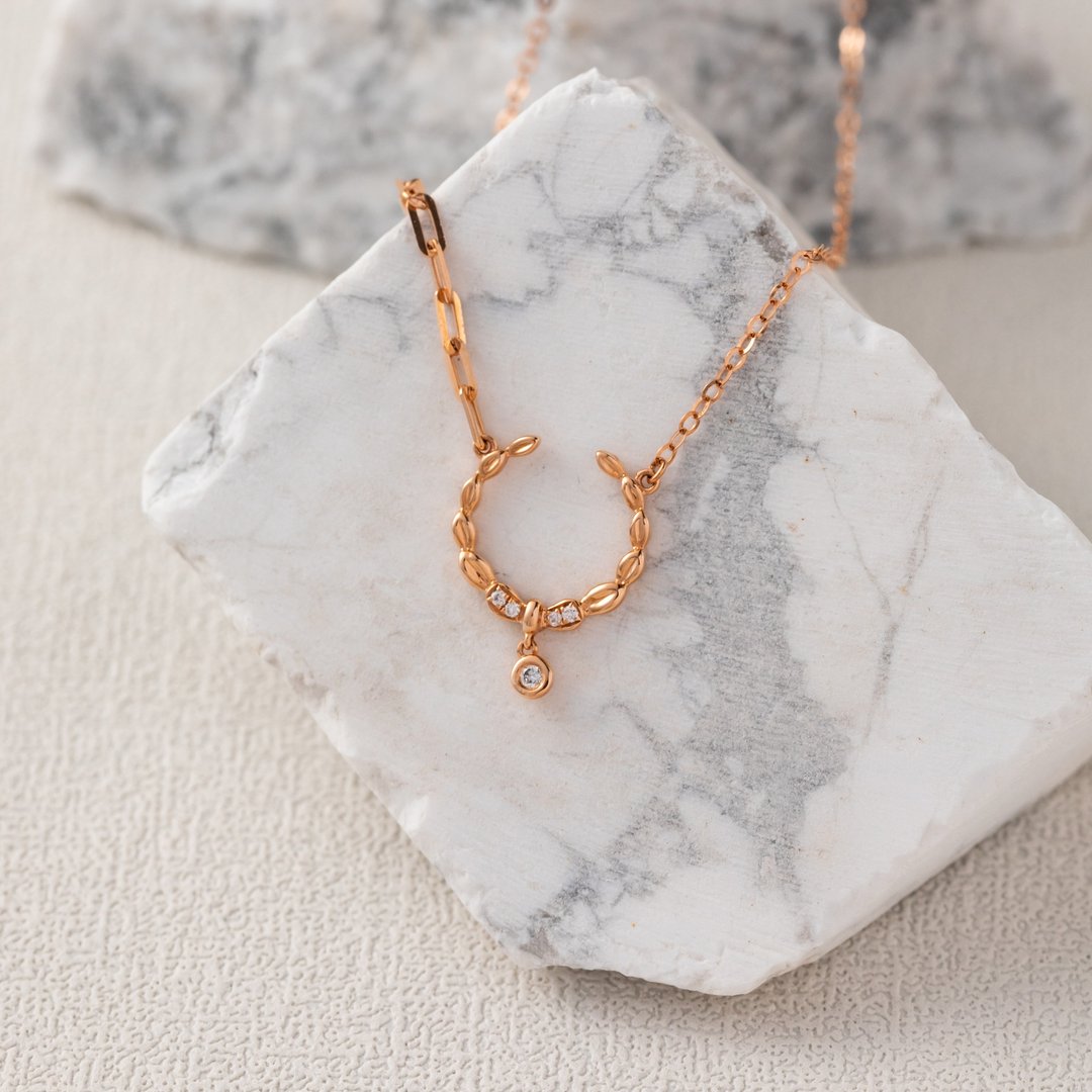 【Jewelry Ya 茱丽叶】- 桂冠女神 - 18K 玫瑰金 圆钻项链 - 项链 - 玫瑰金 