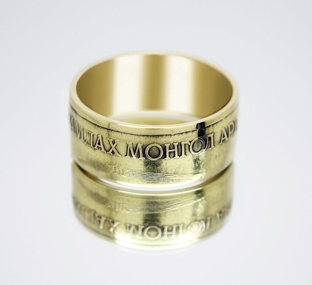 Mongolia Coin Ring 1 tugrik 1971 coin rings for men coin rings for women - 戒指 - 其他金属 