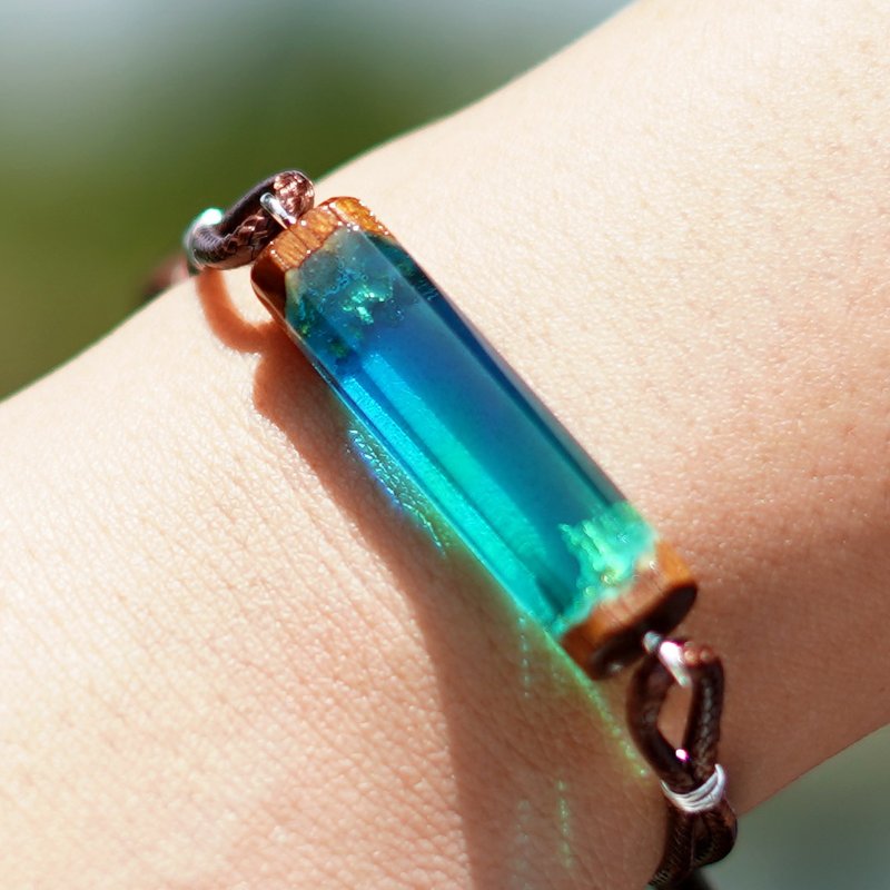 合意树脂木|Bracelet : Moana two-tone - 手链/手环 - 木头 蓝色