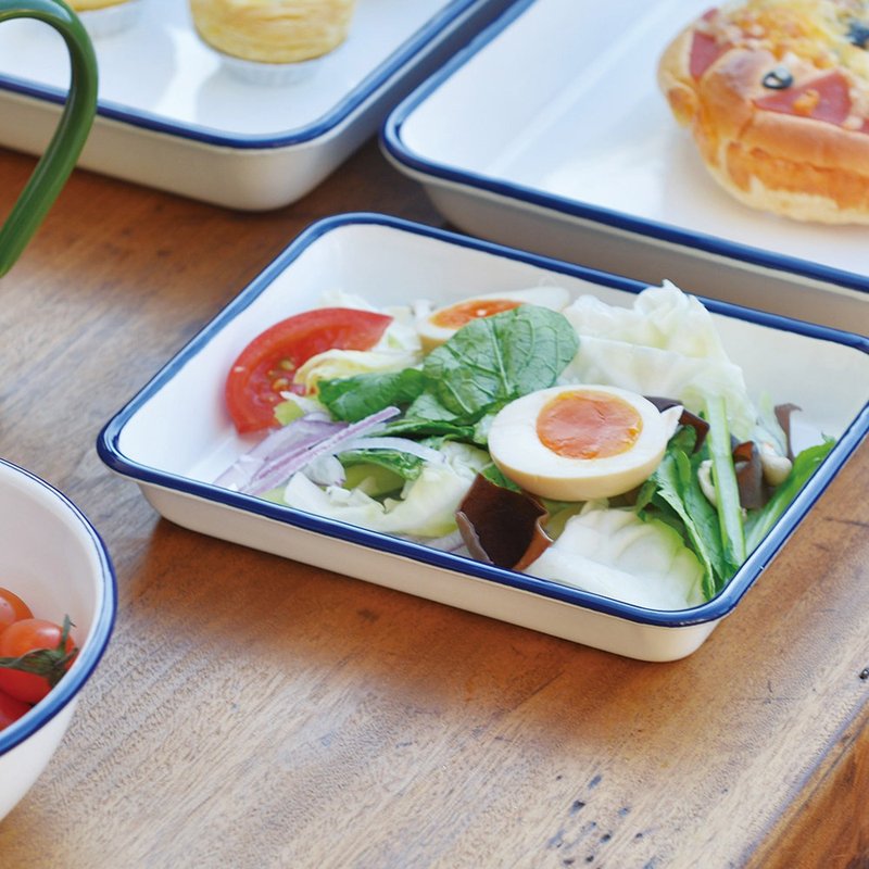 原厂正品 日本月兔印 日制长方形珐琅调理盘-600ml-2入组 - 盘子/餐盘/盘架 - 珐琅 白色