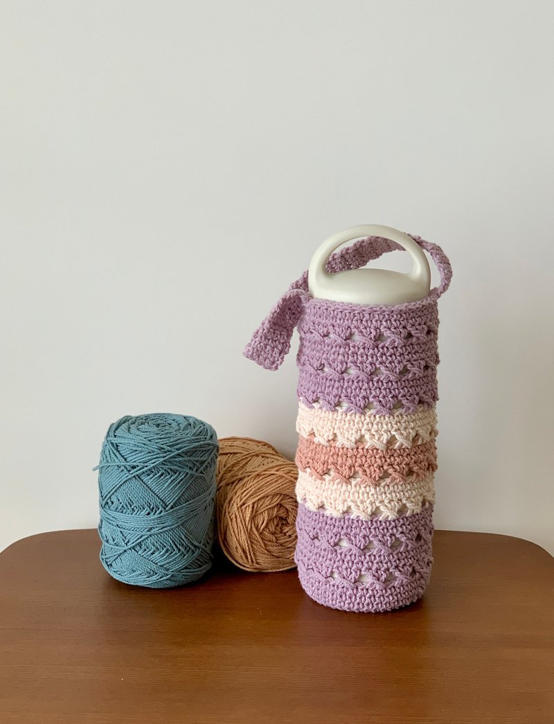 自然手作-编织水壶袋 - 手提包/手提袋 - 棉．麻 多色