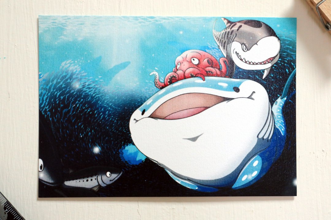 豆腐鲨点点 spot whale shark 明信片-沙丁鱼风暴 - 卡片/明信片 - 纸 