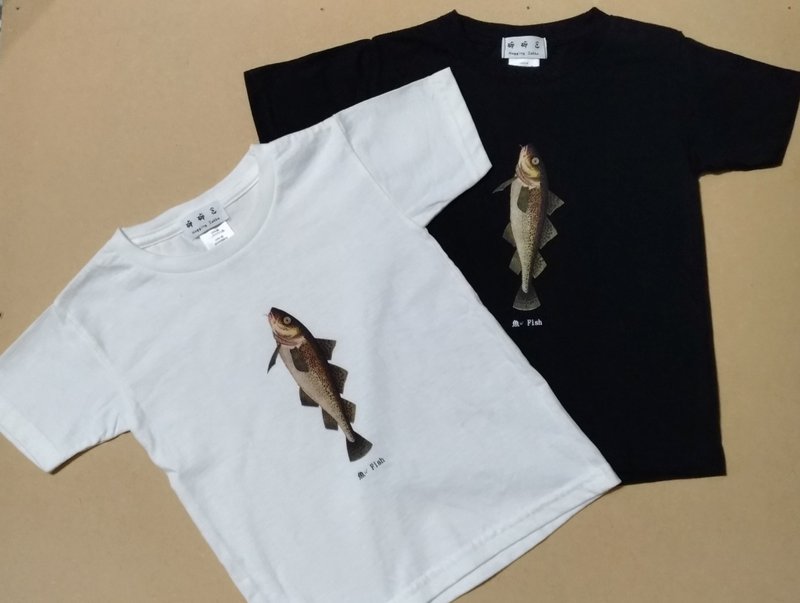 儿童短袖T恤-鱼 Fish - 童装上衣 - 棉．麻 白色