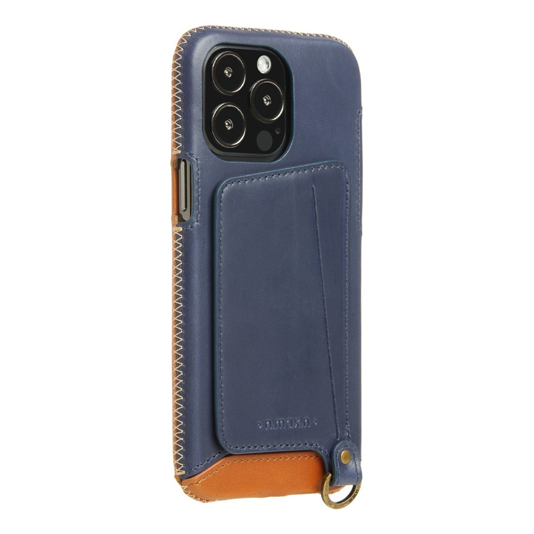 iPhone14 Pro Max 经典系列/附皮革手腕带/站立卡袋-海军蓝 - 手机壳/手机套 - 真皮 蓝色