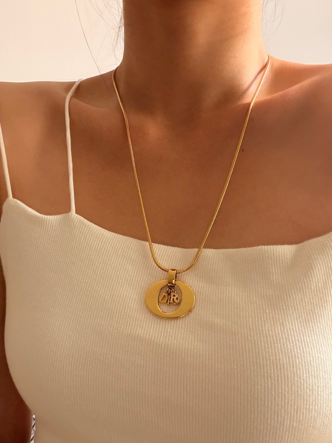 中古正品 Christian Dior 迪奥字母长项链 颈链 毛衣链 - 项链 - 其他金属 金色