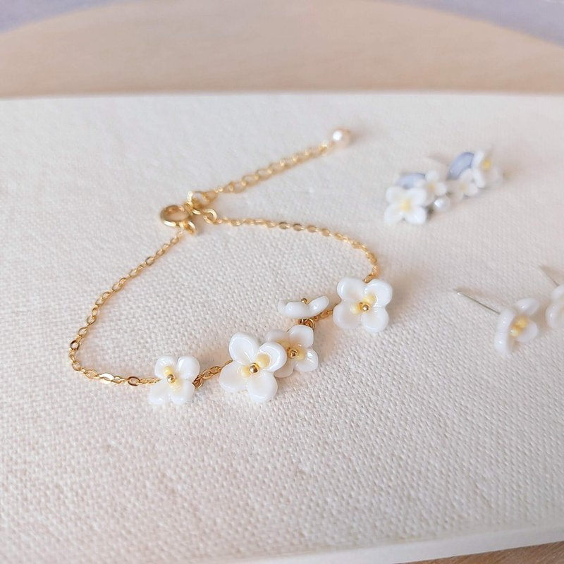 【花语系列】橄榄花手链 • Hope //925纯银 - 手链/手环 - 瓷 金色