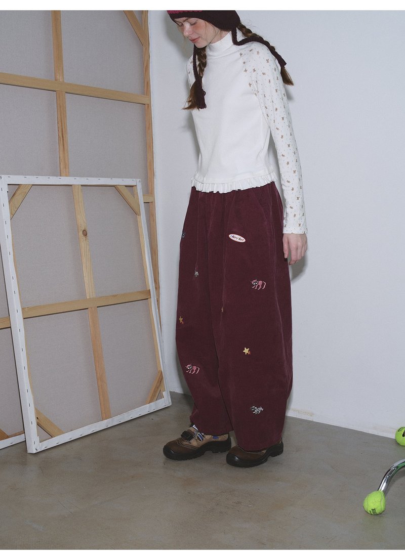 odd maker原创绣花灯芯绒裤子 - 女装长裤 - 棉．麻 