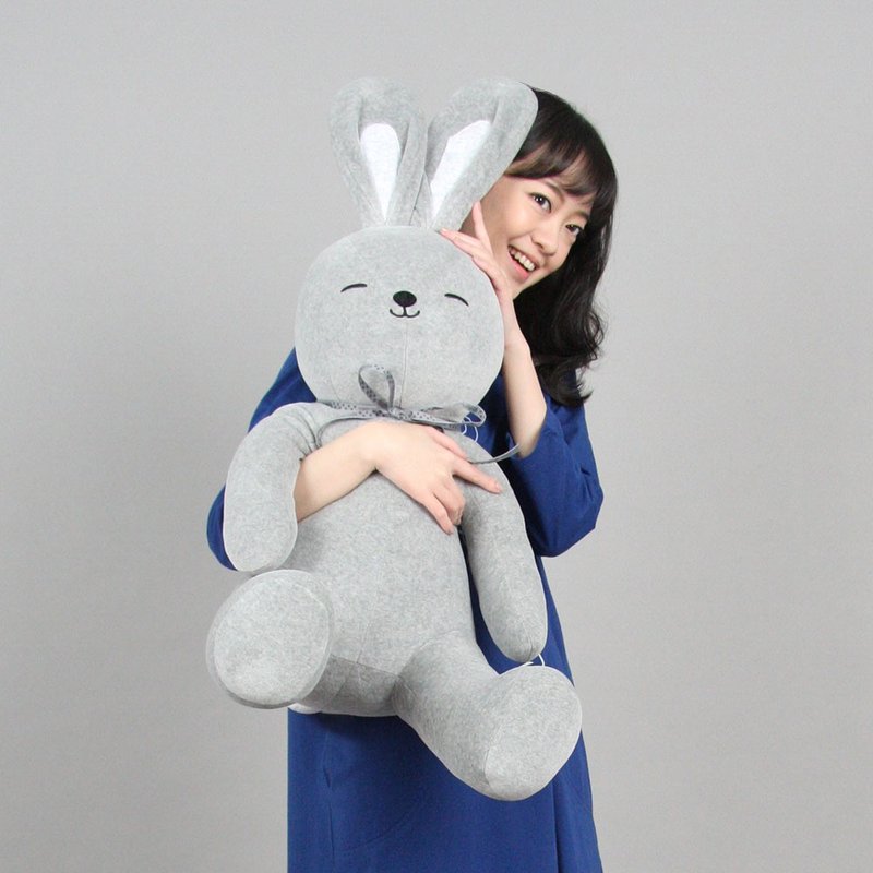 兔子坐姿大抱枕-迷雾灰 - 枕头/抱枕 - 棉．麻 灰色