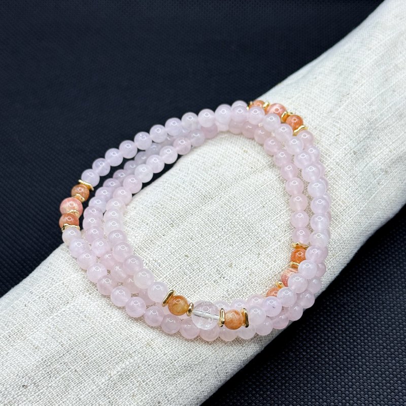 Zen | 108念珠 108 Beads 粉晶 太阳石 红纹石 文殊菩萨心咒(白水 - 手链/手环 - 水晶 
