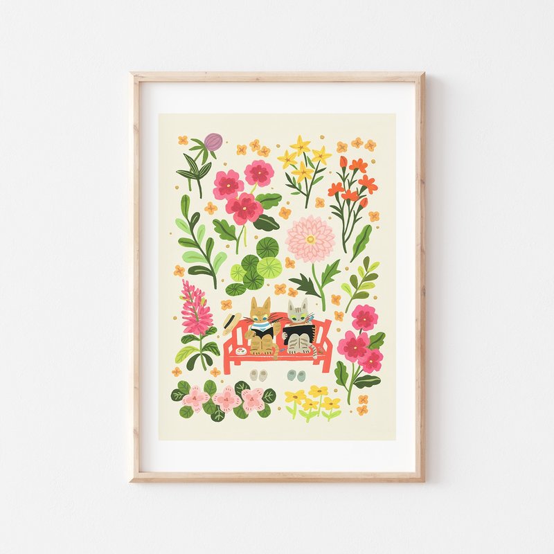 姜黄猫的花园写生时光  I 印刷装饰画 - 海报/装饰画/版画 - 纸 橘色