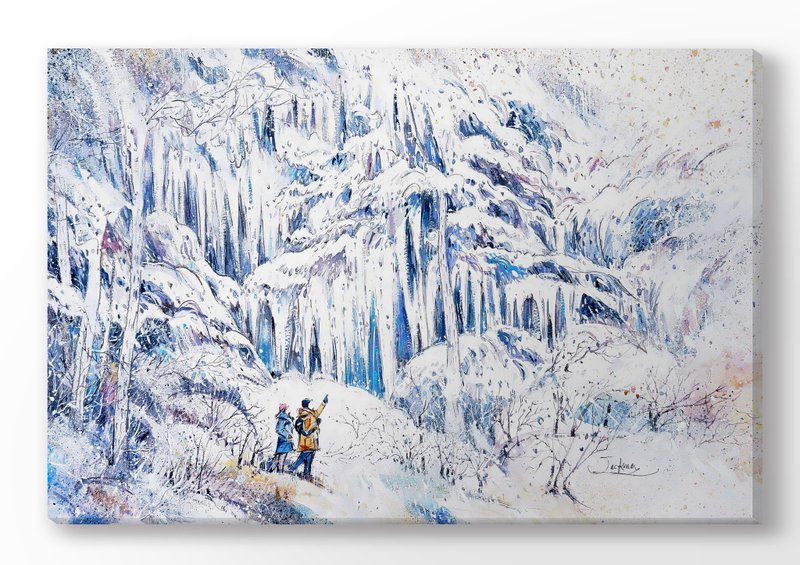 犹如时间停止的雪夜|青森奥入濑冰瀑 |无框画30X45cm| 装饰画 | - 海报/装饰画/版画 - 木头 白色