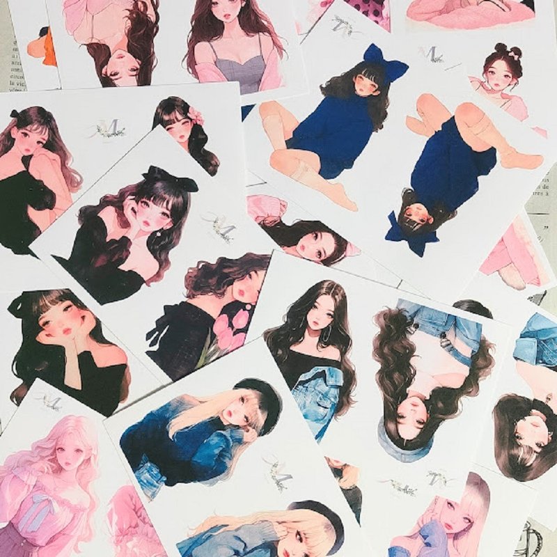 贴纸 原创贴纸 人物贴纸 原创设计贴纸 女孩贴纸 装饰贴纸 - 贴纸 - 纸 蓝色