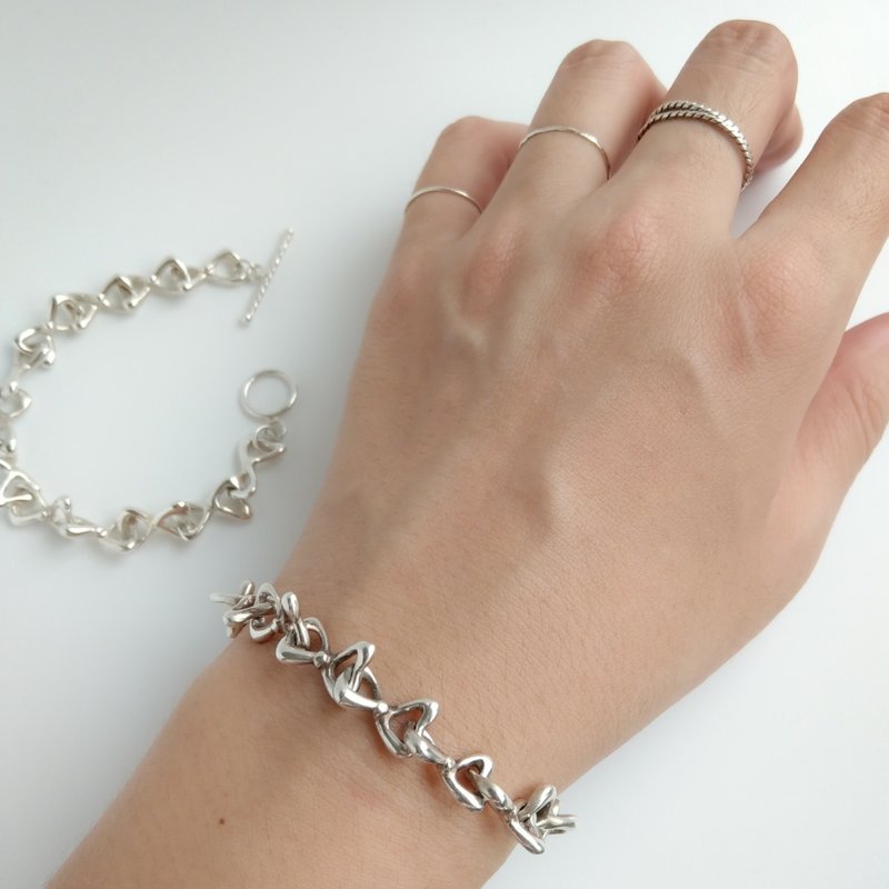 蝴蝶结 手链 纯银 粗旷 手工纯银 - 手链/手环 - 其他金属 银色