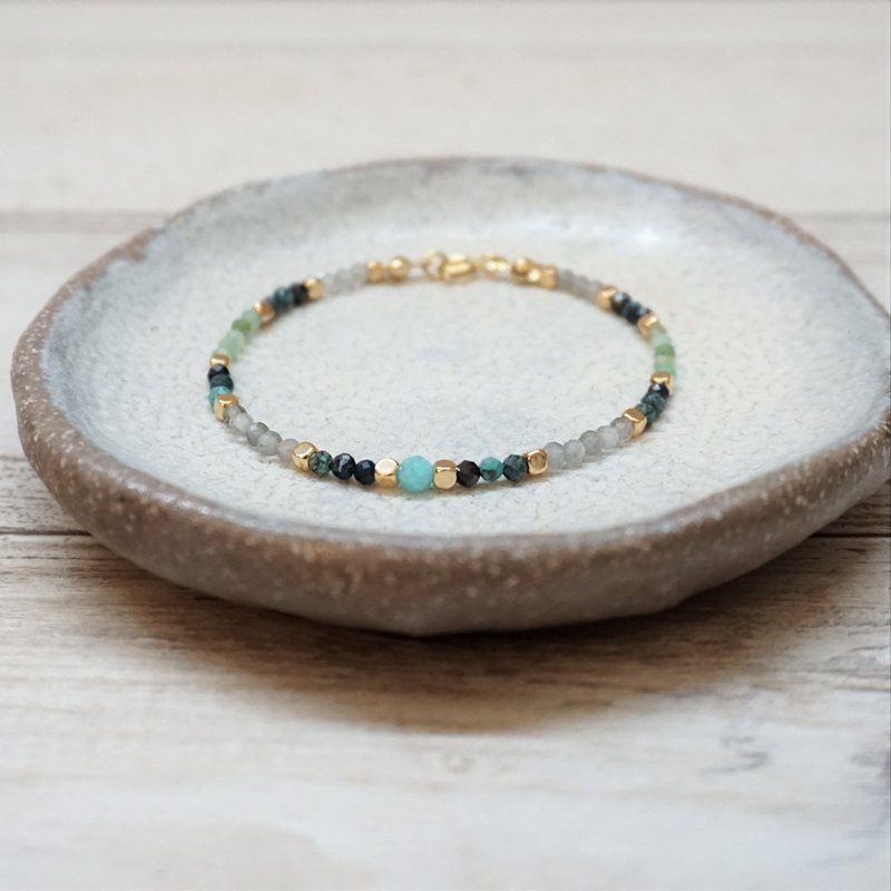 ll 限定特价 ll信心森林天然石手链-绿松石 拉长石 天河石 澳州玉 - 手链/手环 - 半宝石 多色