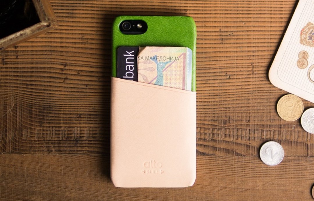 alto iPhone 5/5S/SE 真皮手机殻背盖 Metro 莱姆绿/本色 - 手机壳/手机套 - 真皮 绿色