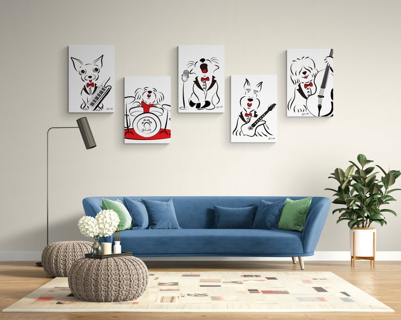 Q Family 无框画/原创/居家/装饰/客厅/餐厅 乐团系列 - 海报/装饰画/版画 - 棉．麻 多色