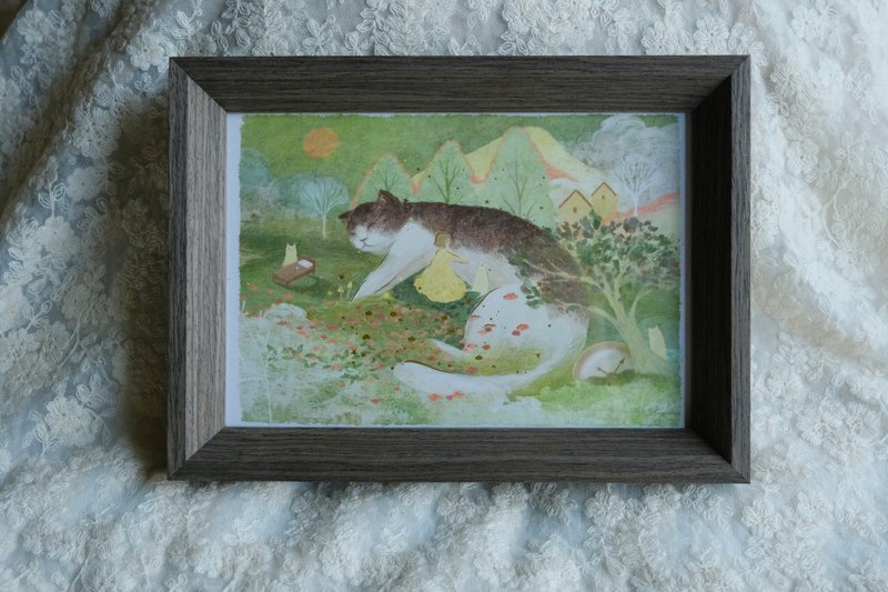 烫金画卡 15x21cm (A5) - 猫的拥抱 - 卡片/明信片 - 纸 