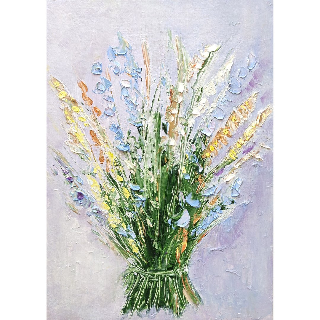 香草花束原创绘画花卉艺术花卉厚涂艺术品手工油画，油画原作 - 海报/装饰画/版画 - 其他材质 多色