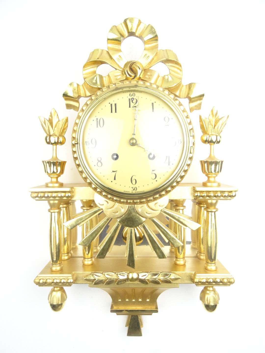 Swedish Vintage Gustavian Antique Wall Clock Mid Century (Mora era) - 时钟/闹钟 - 木头 金色