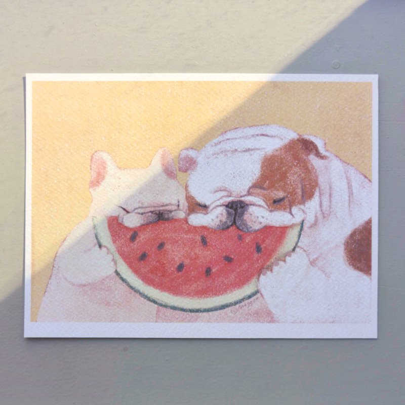 狗狗的夏日时光 / 插画印刷海报 - 海报/装饰画/版画 - 纸 红色