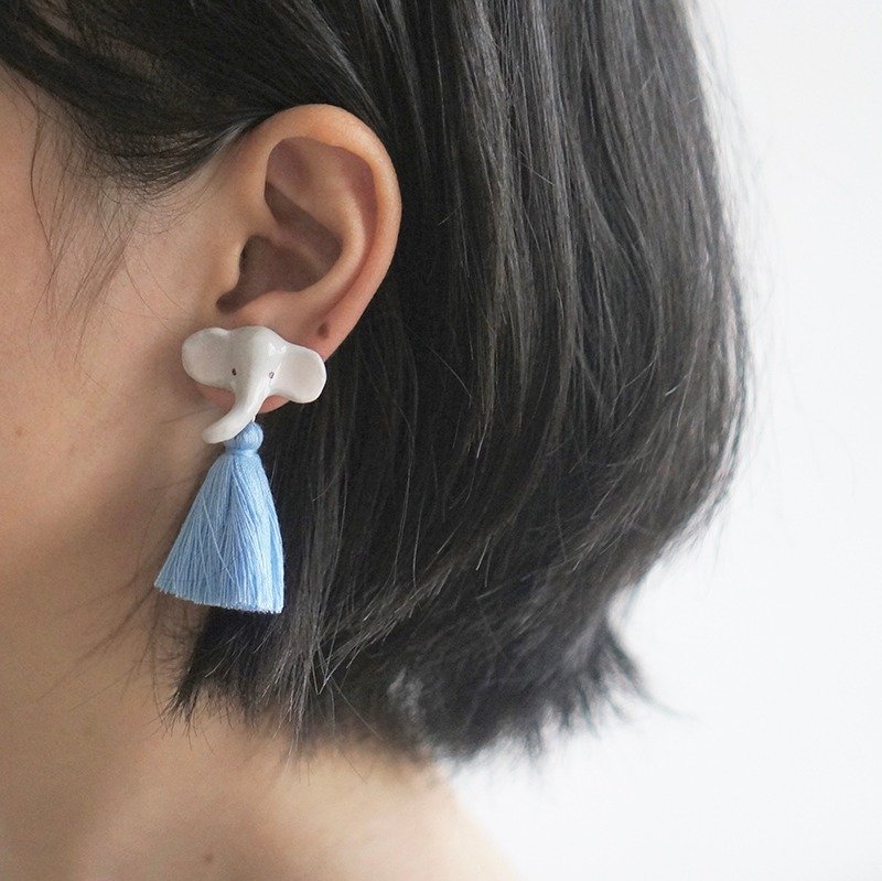 ［独角森林］大象 单只耳夹／耳针 - 耳环/耳夹 - 其他材质 