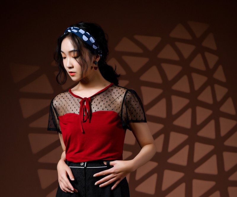 心之语 飘袖上衣 - 女装上衣 - 棉．麻 红色