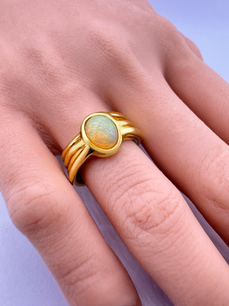 蛋白石戒指 - 戒指 - 宝石 咖啡色