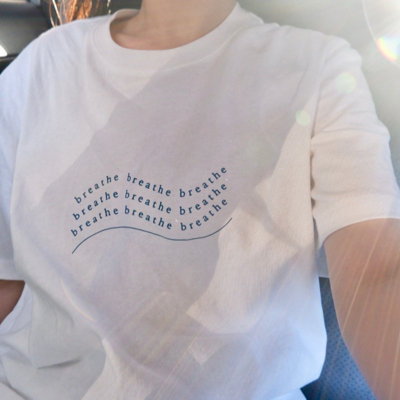 breathe/乳白/棉麻短袖上衣 - 女装 T 恤 - 棉．麻 白色