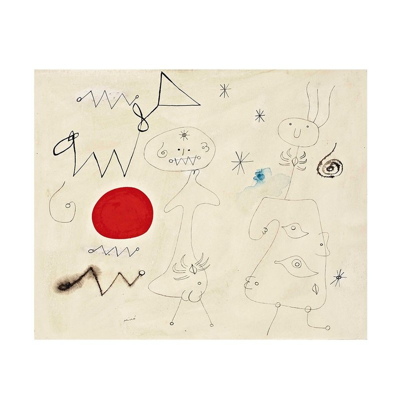 【艺术挂画】 Joan Miro 米罗 -- 女人和鸟在太阳前 - 海报/装饰画/版画 - 纸 
