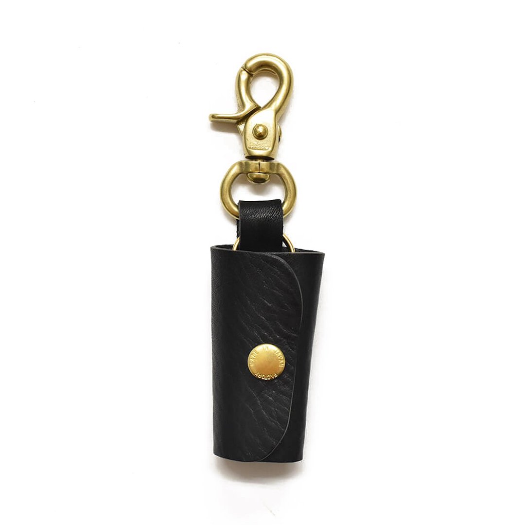 Genuine Leather Tochigi Leather Key Case Lever Naskan Brass keycase Brass Made in Japan [Black] JAK047 - 钥匙链/钥匙包 - 真皮 黑色