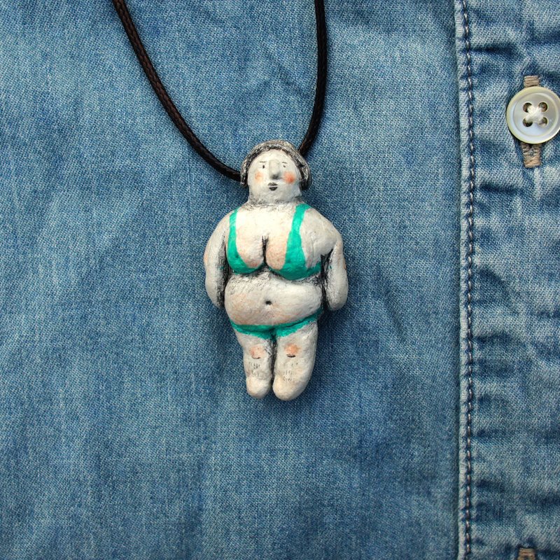 手绘性感大婶颈链 (可订造) - 颈链 - 粘土 白色