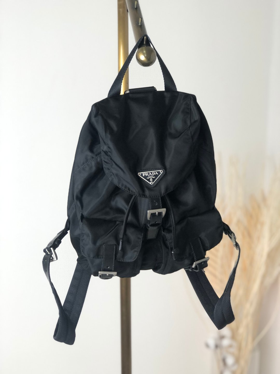 【日本直送，名牌包装】PRADA 背包黑三角标志尼龙双口袋 Vintage svzxry - 后背包/双肩包 - 尼龙 黑色